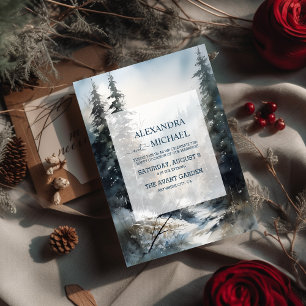 Rustikale Pinienbäume Hochzeit Einladung