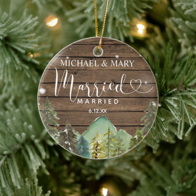 Rustikale Pinienbäume Hochzeitsgeschenk Keramik Ornament (Baum)
