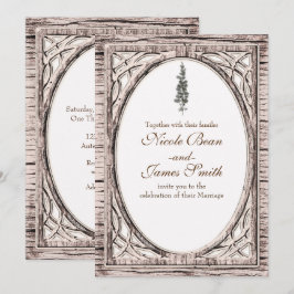 Rustikale Pinienbäume & Weißwald Winterhochzeit Einladung