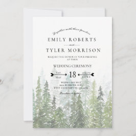 Rustikale Pinienwälder Hochzeit Einladung