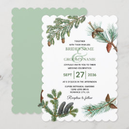 Rustikale Pinienwälder Hochzeit Einladung