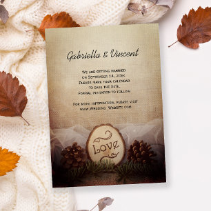 Rustikale Pinienwälder Hochzeit retten das Datum Save The Date