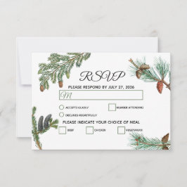 Rustikale Pinienwälder Hochzeit RSVP Karte