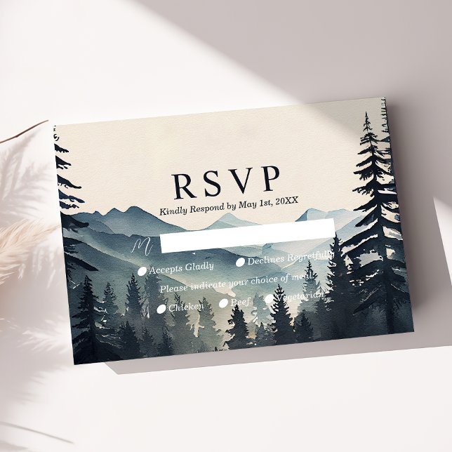 Rustikale Pinienwälder Hochzeit RSVP Karte (Von Creator hochgeladen)