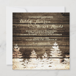 Rustikale Pinienwälder laden zur Winterhochzeit ei Einladung