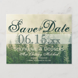Rustikale Pinienwälder Save the Date Ankündigungspostkarte