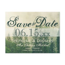 Rustikale Pinienwälder Save the Date