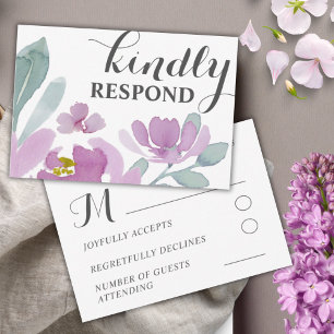 Rustikale Pink-Aquarellblume-Hochzeit RSVP Karte