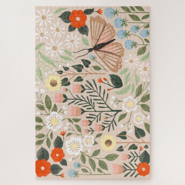 Rustikale Pink Brown Boho-Chic Floral Illustration (Vertikal)