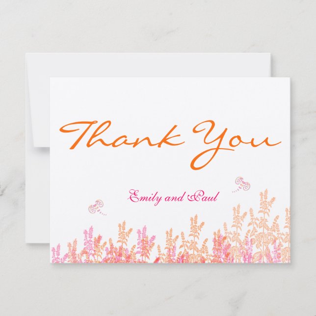 Rustikale Pink Coral Wildblume Bee Wedding Vielen  Dankeskarte (Vorderseite)