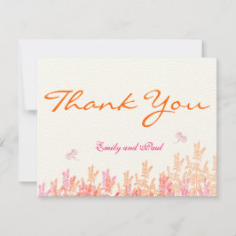 Rustikale Pink Coral Wildblume Bee Wedding Vielen  Dankeskarte