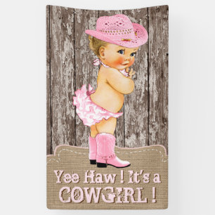 Rustikale Pink Cowgirl-Baby-Party Banner