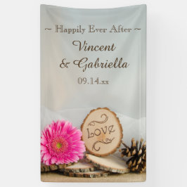 Rustikale Pink Daisy Woodland Wedding Banner