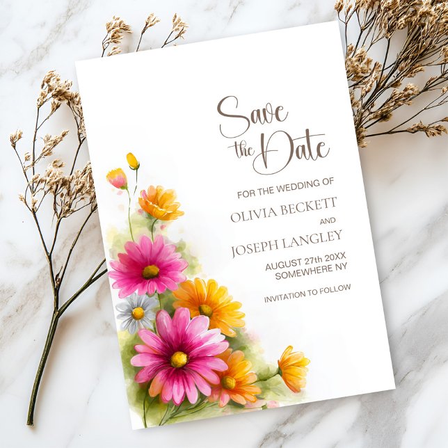 Rustikale pink-orange Blumenhochzeit - Save-the-Da Save The Date (Von Creator hochgeladen)
