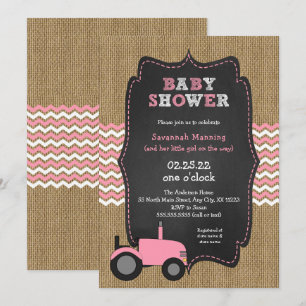 Rustikale Pink Tractor Girl Dusche Baby Einladung