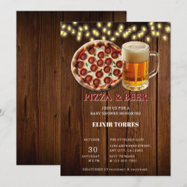 Rustikale Pizza & Beer Baby Dusche Einladung