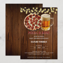 Rustikale Pizza & Beer Baby Dusche Einladung