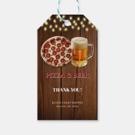 Rustikale Pizza & Beer Baby Dusche Geschenkanhänger