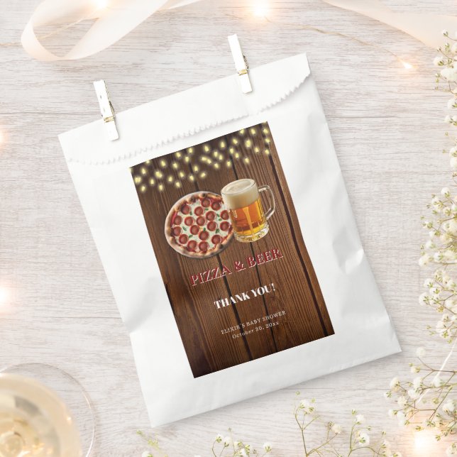 Rustikale Pizza & Beer Baby Dusche Geschenktütchen (Ausgeschnitten)