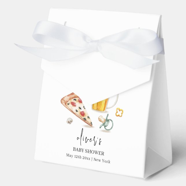 Rustikale Pizza Beers Schnuller Babydusche Geschenkschachtel (Vorderseite)