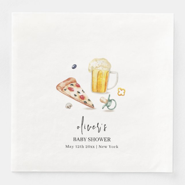 Rustikale Pizza Beers Schnuller Babydusche Serviette (Vorderseite)
