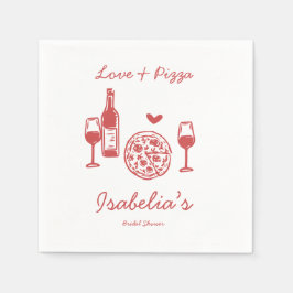 Rustikale Pizza- und Wein-Junggesellinnenabschied Serviette