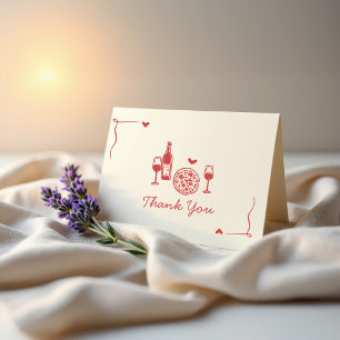 Rustikale Pizza & Wine Bridal Showe Dankeskarte