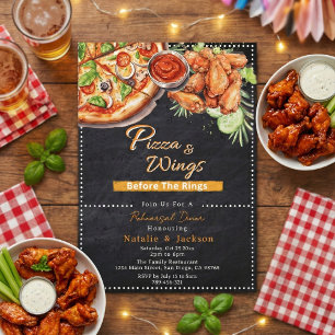 Rustikale Pizza & Wings vor der Rings-Probe Einladung