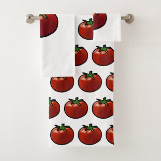 Rustikale Pomodoro-Italienische-Tomaten-Grafik Badhandtuch Set