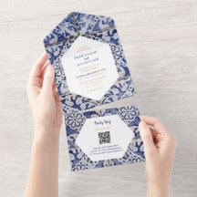Rustikale Portugiesisch-Tiles Hochzeitsstifter QR-