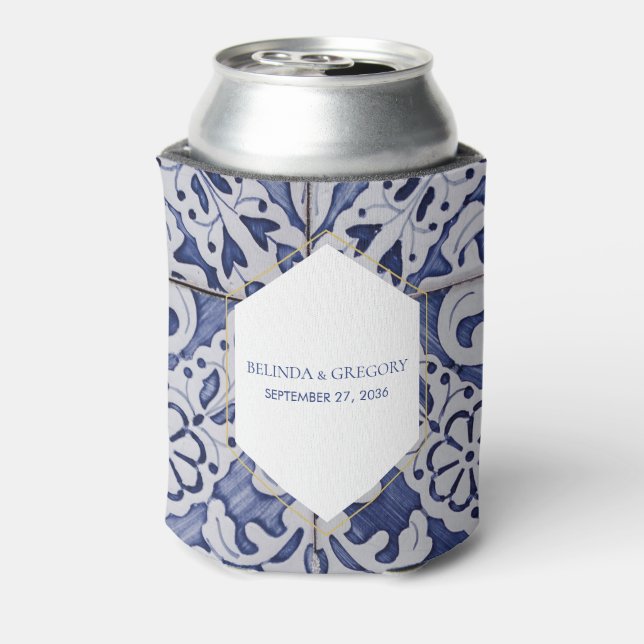 Rustikale portugiesische Tiles-Gastgeschenk Hochze Dosenkühler (Kanne Rückseite)