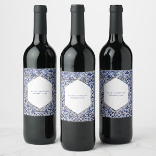 Rustikale portugiesische Tiles Wedding Weinetikett
