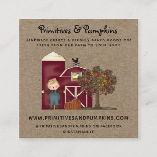 Rustikale, primitive Country Fall Business Card Quadratische Visitenkarte