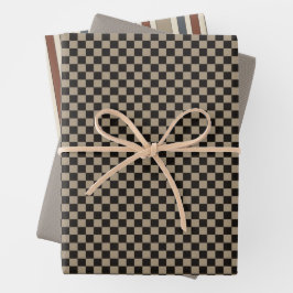 Rustikale primitive Karo von Ländern geben Set für Geschenkpapier Set