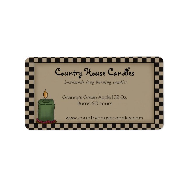 Rustikale, primitive Kerze geprüft Country Candle Adressaufkleber (Vorne)