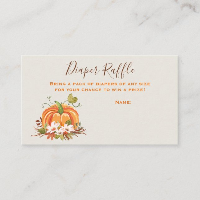 Rustikale Pumpkin Diaper Raffenkarte Herbst Begleitkarte (Vorderseite)