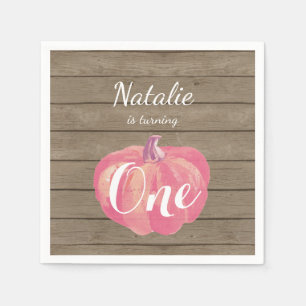 Rustikale Pumpkin Fall Erste Geburtstagsparty Pink Serviette