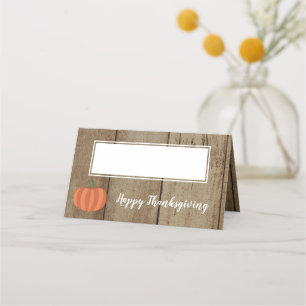Rustikale Pumpkin-Imitate Wood Fall Happy Thanksgi Platzkarte