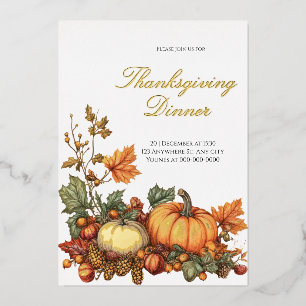 Rustikale Pumpkin-Thanksgiving-Party Folieneinladung