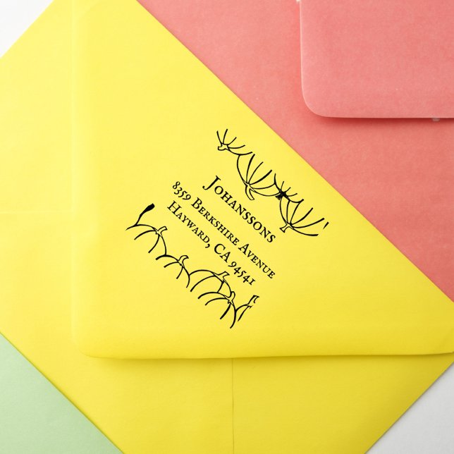 Rustikale Pumpkins Erntedank Rücksendeadresse Gummistempel (Rustic Fall Pumpkins Family Thanksgiving Fall Return Address Stamp)