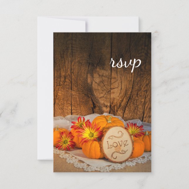 Rustikale Pumpkins Fall Barn Wedding RSVP Card Karte (Vorderseite)
