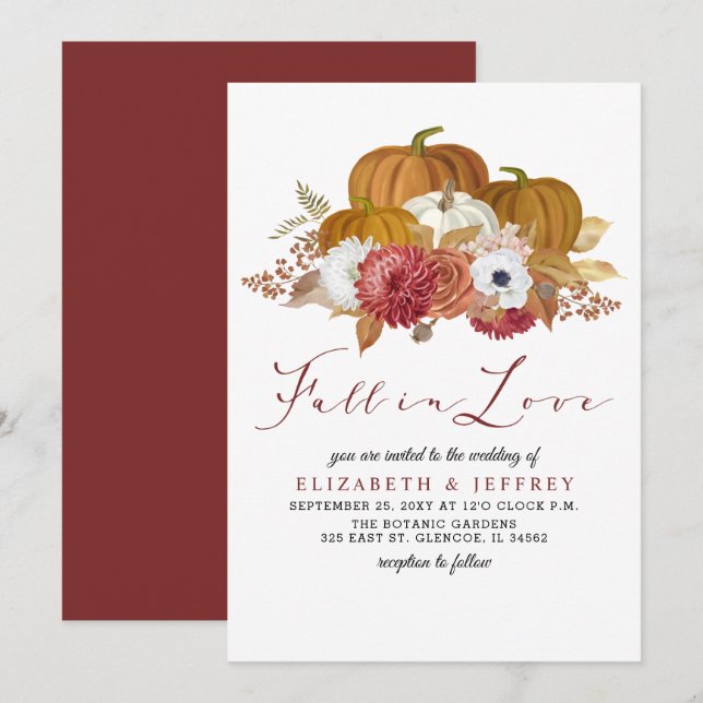 Rustikale Pumpkins Hochzeit im Herbst Herbst Einla Einladung (Vorne/Hinten)