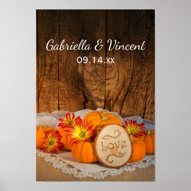 Rustikale Pumpkins-Hochzeit im Herbst Poster (Vorne)