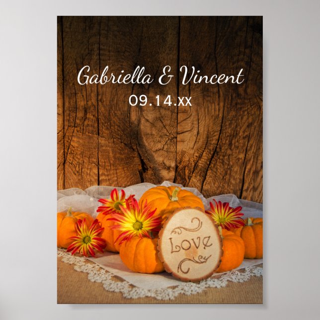Rustikale Pumpkins-Hochzeit im Herbst Poster (Vorne)
