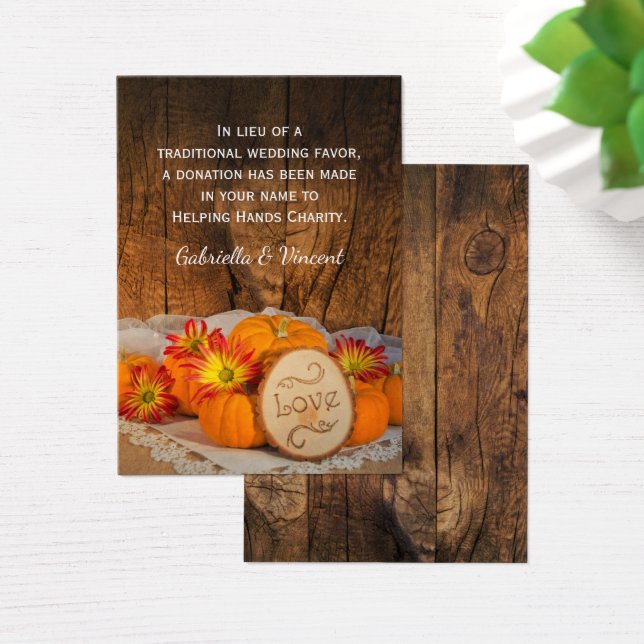 Rustikale Pumpkins Hochzeit im Herbst Wohltätigkei (Schreibtisch)