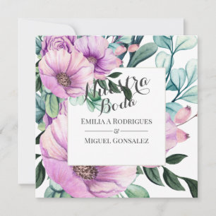 Rustikale Purpurblüte Nuestra Boda Spanische Hochz Einladung