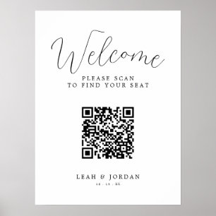 Rustikale QR-Code-Sitzordnung Hochzeits-Willkommen Poster