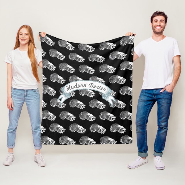 Rustikale Raccoon Folk Art Pattern Fleece (Beispiel)