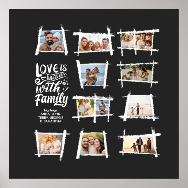 Rustikale Rahmen Weiß/Schwarz Liebe ist Familiennu Poster (Vorne)