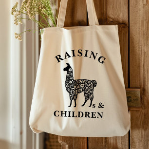 Rustikale Raising Llamas Silhouette Bauern Market Tragetasche